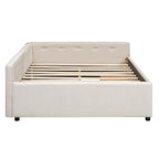 Full Size Upholstered Platform Bed with USB Charging Ports & 2 Storage Drawers, Beige Linen