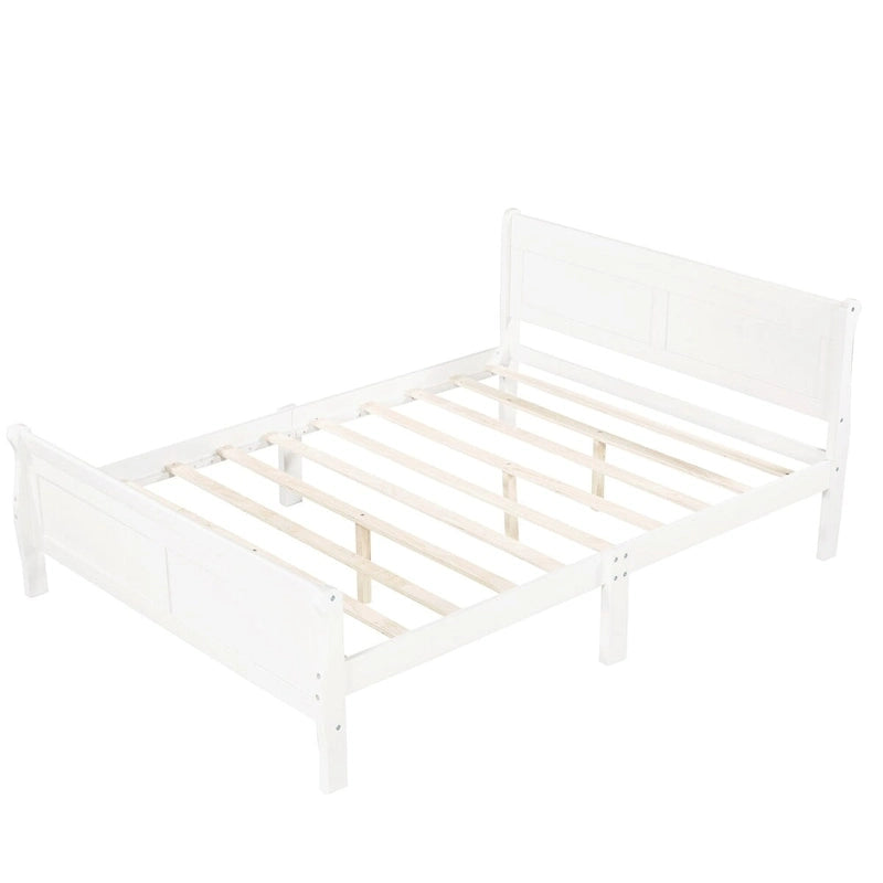 Wood Sleigh Bed Frame with Headboard & Footboard, Twin/Full/Queen, No Box Spring Needed