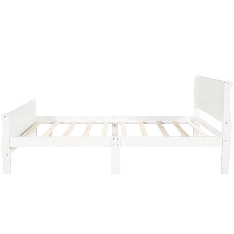 Wood Sleigh Bed Frame with Headboard & Footboard, Twin/Full/Queen, No Box Spring Needed