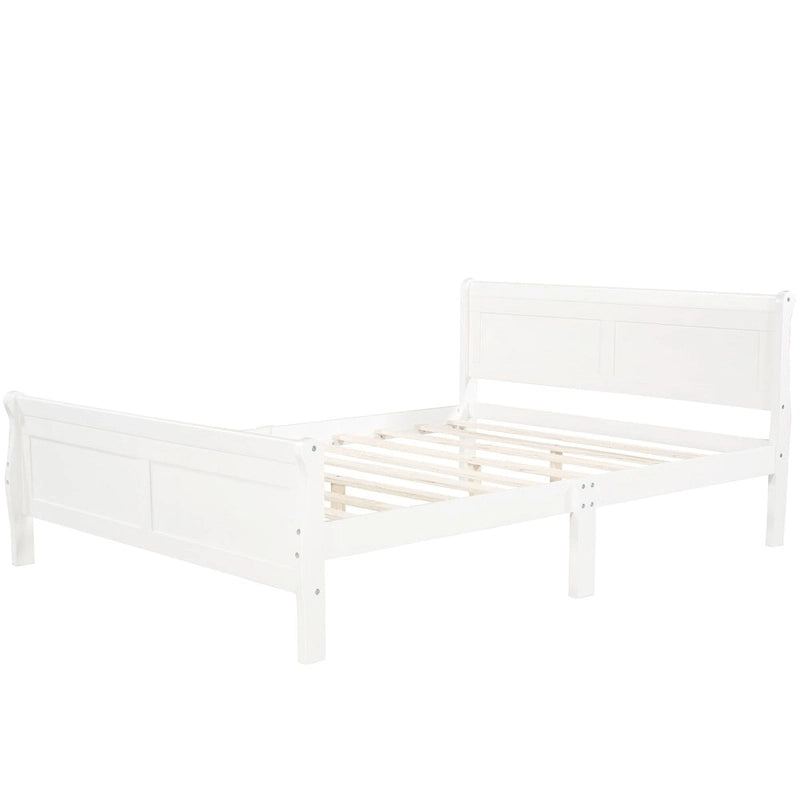 Wood Sleigh Bed Frame with Headboard & Footboard, Twin/Full/Queen, No Box Spring Needed