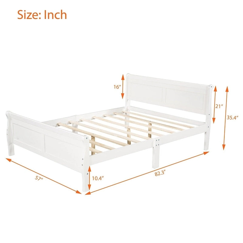 Wood Sleigh Bed Frame with Headboard & Footboard, Twin/Full/Queen, No Box Spring Needed