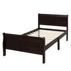 Wood Sleigh Bed Frame with Headboard & Footboard, Twin/Full/Queen, No Box Spring Needed