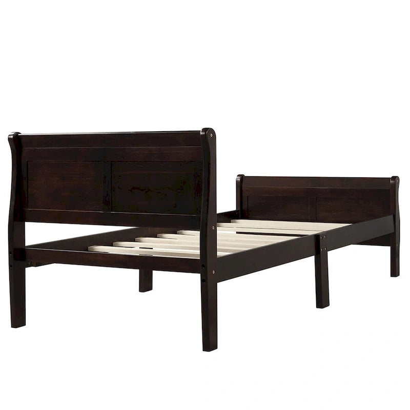 Wood Sleigh Bed Frame with Headboard & Footboard, Twin/Full/Queen, No Box Spring Needed