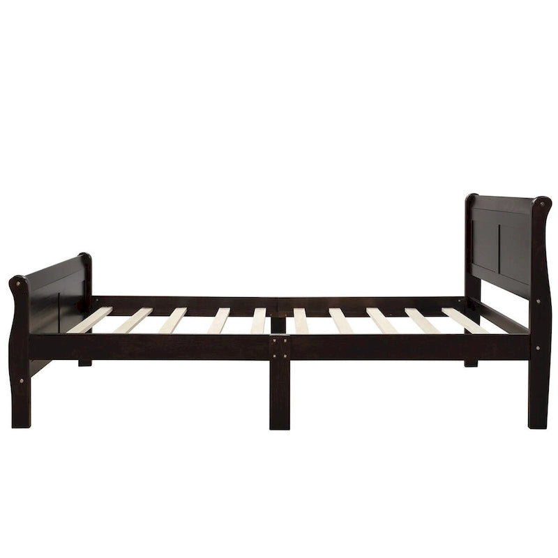 Wood Sleigh Bed Frame with Headboard & Footboard, Twin/Full/Queen, No Box Spring Needed