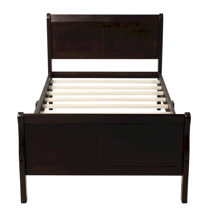Wood Sleigh Bed Frame with Headboard & Footboard, Twin/Full/Queen, No Box Spring Needed