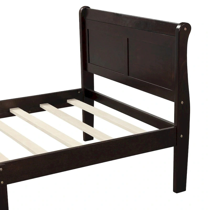 Wood Sleigh Bed Frame with Headboard & Footboard, Twin/Full/Queen, No Box Spring Needed