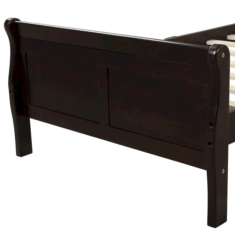 Wood Sleigh Bed Frame with Headboard & Footboard, Twin/Full/Queen, No Box Spring Needed