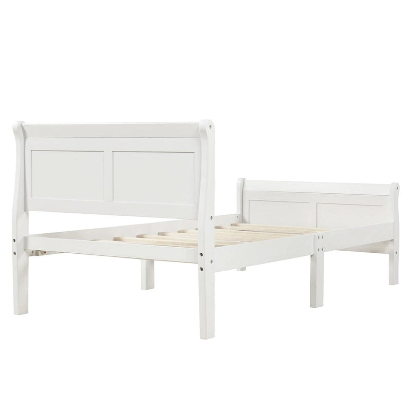 Wood Sleigh Bed Frame with Headboard & Footboard, Twin/Full/Queen, No Box Spring Needed