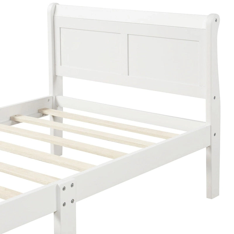 Wood Sleigh Bed Frame with Headboard & Footboard, Twin/Full/Queen, No Box Spring Needed