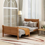 Wood Sleigh Bed Frame with Headboard & Footboard, Twin/Full/Queen, No Box Spring Needed