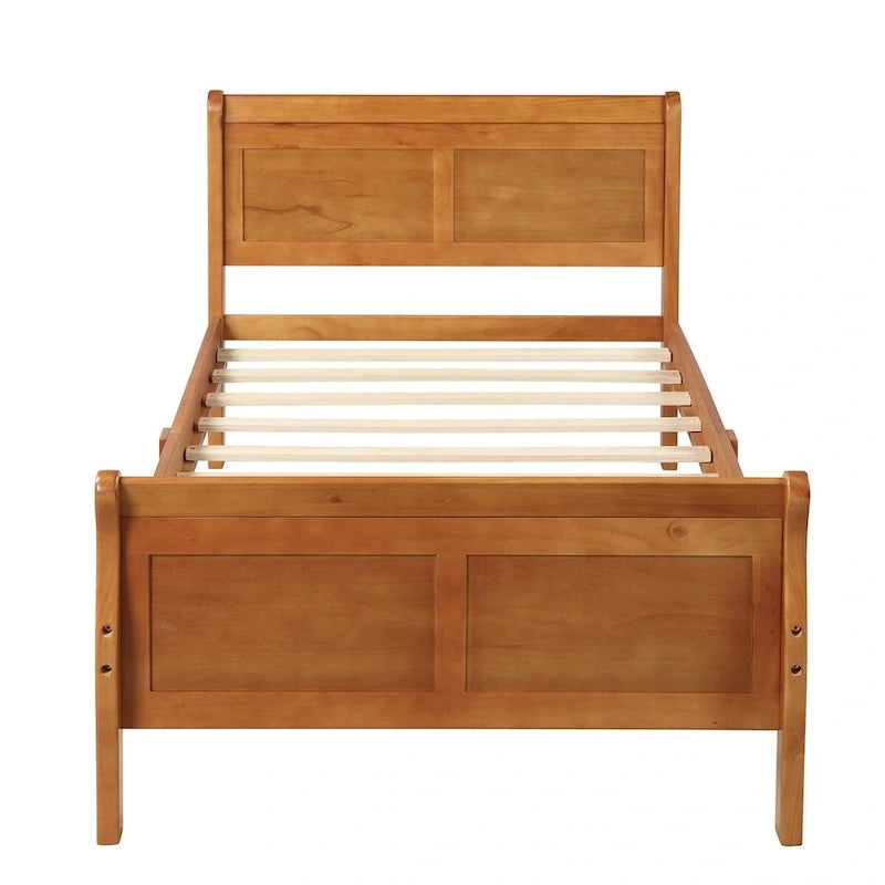 Wood Sleigh Bed Frame with Headboard & Footboard, Twin/Full/Queen, No Box Spring Needed