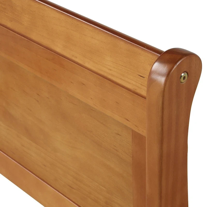Wood Sleigh Bed Frame with Headboard & Footboard, Twin/Full/Queen, No Box Spring Needed