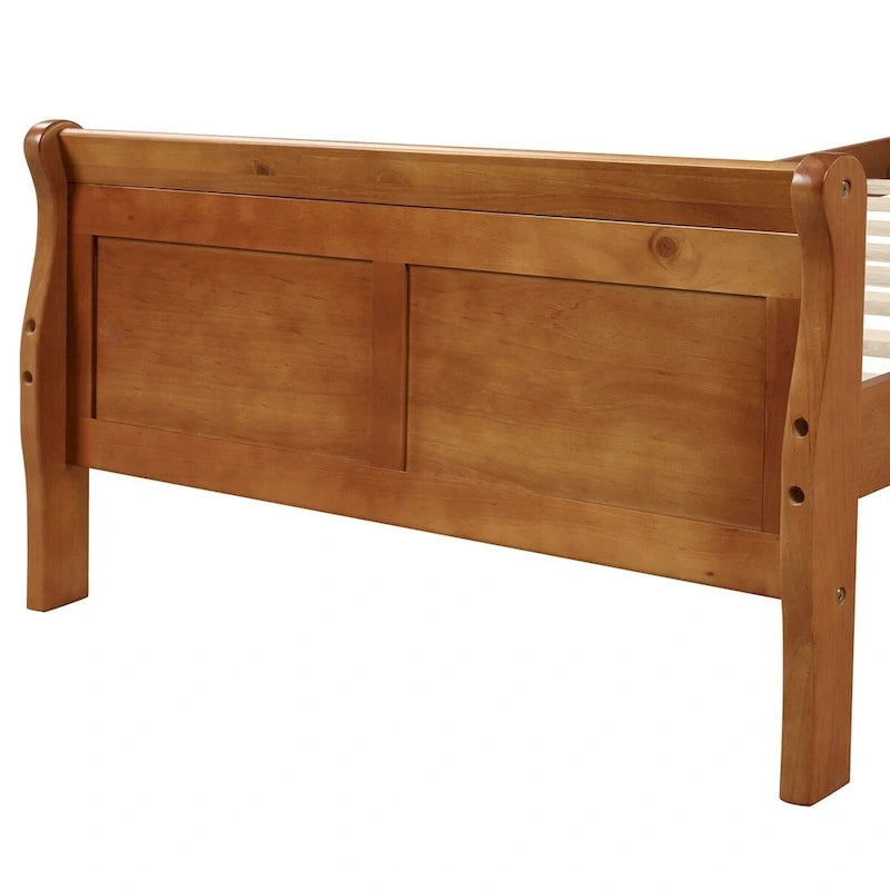 Wood Sleigh Bed Frame with Headboard & Footboard, Twin/Full/Queen, No Box Spring Needed