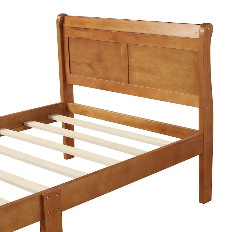 Wood Sleigh Bed Frame with Headboard & Footboard, Twin/Full/Queen, No Box Spring Needed