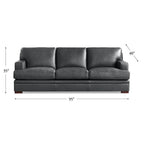 Top Grain Leather Sofa with Goose Down Cushions & Pocketed Coils, 95" 3-Seat, Cross-Stitch Armrest