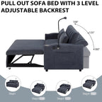 Convertible Sofa Bed with 3-Angle Adjustable Backrest, USB Ports, Cup Holders & Side Pockets, 1100 lbs Capacity