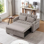 Convertible Sofa Bed with 3-Angle Adjustable Backrest, USB Ports, Cup Holders & Side Pockets, 1100 lbs Capacity