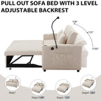 Convertible Sofa Bed with 3-Angle Adjustable Backrest, USB Ports, Cup Holders & Side Pockets, 1100 lbs Capacity