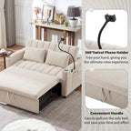 Convertible Sofa Bed with 3-Angle Adjustable Backrest, USB Ports, Cup Holders & Side Pockets, 1100 lbs Capacity