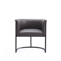 Mid-Century Modern Dining Chair with Leather Upholstered Seat, Art Deco Style, Curved Base