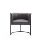 Mid-Century Modern Dining Chair with Leather Upholstered Seat, Art Deco Style, Curved Base
