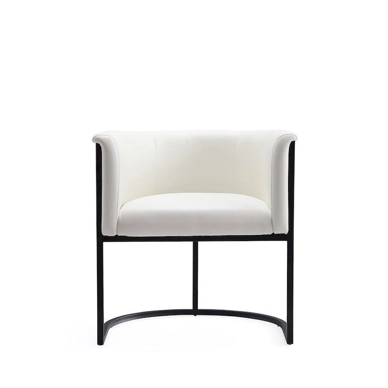 Mid-Century Modern Dining Chair with Leather Upholstered Seat, Art Deco Style, Curved Base