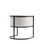 Mid-Century Modern Dining Chair with Leather Upholstered Seat, Art Deco Style, Curved Base