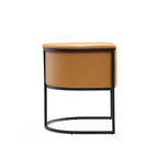 Mid-Century Modern Dining Chair with Leather Upholstered Seat, Art Deco Style, Curved Base