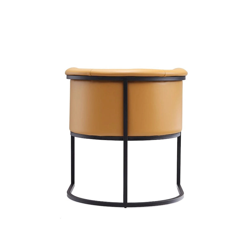 Mid-Century Modern Dining Chair with Leather Upholstered Seat, Art Deco Style, Curved Base