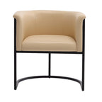 Mid-Century Modern Dining Chair with Leather Upholstered Seat, Art Deco Style, Curved Base