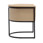 Mid-Century Modern Dining Chair with Leather Upholstered Seat, Art Deco Style, Curved Base