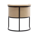 Mid-Century Modern Dining Chair with Leather Upholstered Seat, Art Deco Style, Curved Base
