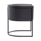 Mid-Century Modern Dining Chair with Leather Upholstered Seat, Art Deco Style, Curved Base