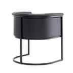 Mid-Century Modern Dining Chair with Leather Upholstered Seat, Art Deco Style, Curved Base