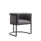 Mid-Century Modern Dining Chair with Leather Upholstered Seat, Art Deco Style, Curved Base