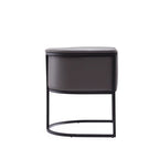 Mid-Century Modern Dining Chair with Leather Upholstered Seat, Art Deco Style, Curved Base