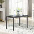 Rectangular Dining Table for 4, MDF & Solid Wood Legs, Water-Resistant Surface, 45.5"L x 28.5"W x 30"H, Gray