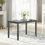 Rectangular Dining Table for 4, MDF & Solid Wood Legs, Water-Resistant Surface, 45.5"L x 28.5"W x 30"H, Gray