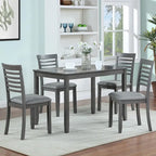Rectangular Dining Table for 4, MDF & Solid Wood Legs, Water-Resistant Surface, 45.5"L x 28.5"W x 30"H, Gray