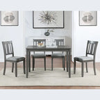 Rectangular Dining Table for 4, MDF & Solid Wood Legs, Water-Resistant Surface, 45.5"L x 28.5"W x 30"H, Gray