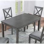 Rectangular Dining Table for 4, MDF & Solid Wood Legs, Water-Resistant Surface, 45.5"L x 28.5"W x 30"H, Gray