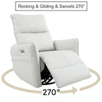 270° Power Swivel Rocker Recliner Chair with USB Ports, Light Gray