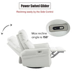 270° Power Swivel Rocker Recliner Chair with USB Ports, Light Gray