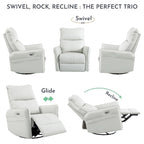 270° Power Swivel Rocker Recliner Chair with USB Ports, Light Gray