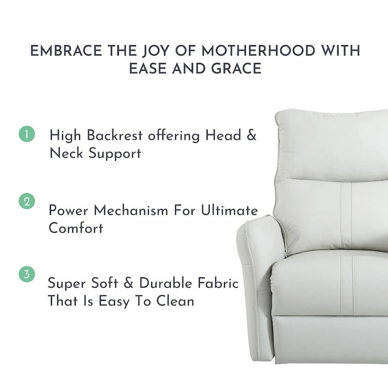 270° Power Swivel Rocker Recliner Chair with USB Ports, Light Gray