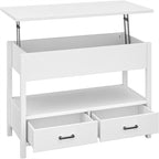 Lift Top Coffee Table with Hidden Compartment, 2 Drawers & Open Shelf, 44.1"W x 21.7"D, Industrial Style