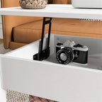 Lift Top Coffee Table with Hidden Compartment, 2 Drawers & Open Shelf, 44.1"W x 21.7"D, Industrial Style