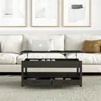 Lift Top Coffee Table with Hidden Compartment, 2 Drawers & Open Shelf, 44.1"W x 21.7"D, Industrial Style