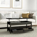 Lift Top Coffee Table with Hidden Compartment, 2 Drawers & Open Shelf, 44.1"W x 21.7"D, Industrial Style