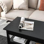 Lift Top Coffee Table with Hidden Compartment, 2 Drawers & Open Shelf, 44.1"W x 21.7"D, Industrial Style